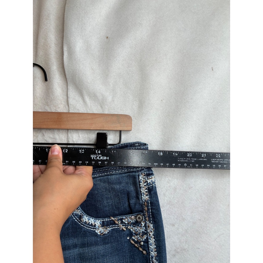 Grace in LA Easy Fit Bootcut Jeans Dark Wash Embroidered Sequin Size 32